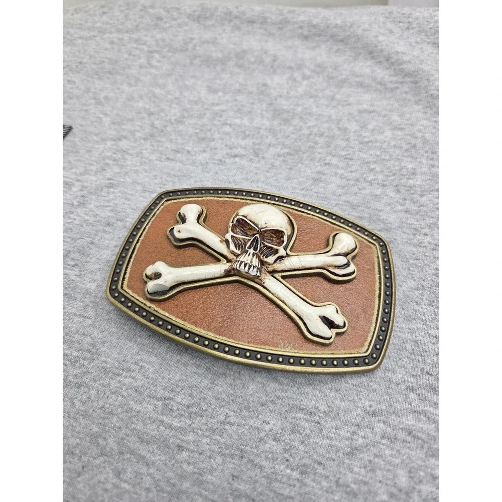 Vintage Classico Italia A338 3D Skeleton Skull Oversized Belt Buckle Large